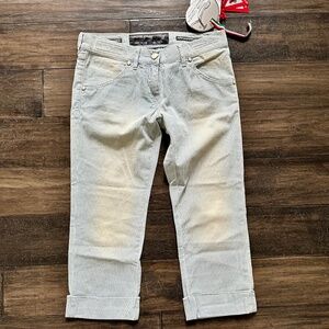 JACOB COHEN Railroad Washed Pinstripe Ankel Pant Sz 27 NWT